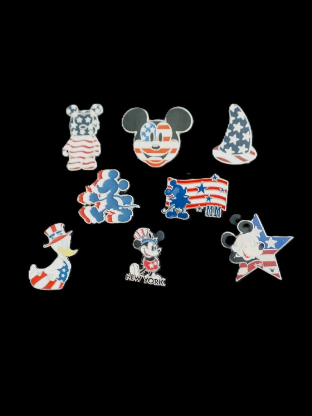 Disney Pin Trading 8 Pin Lot Featuring Patriotic USA Freedom Pins (084)